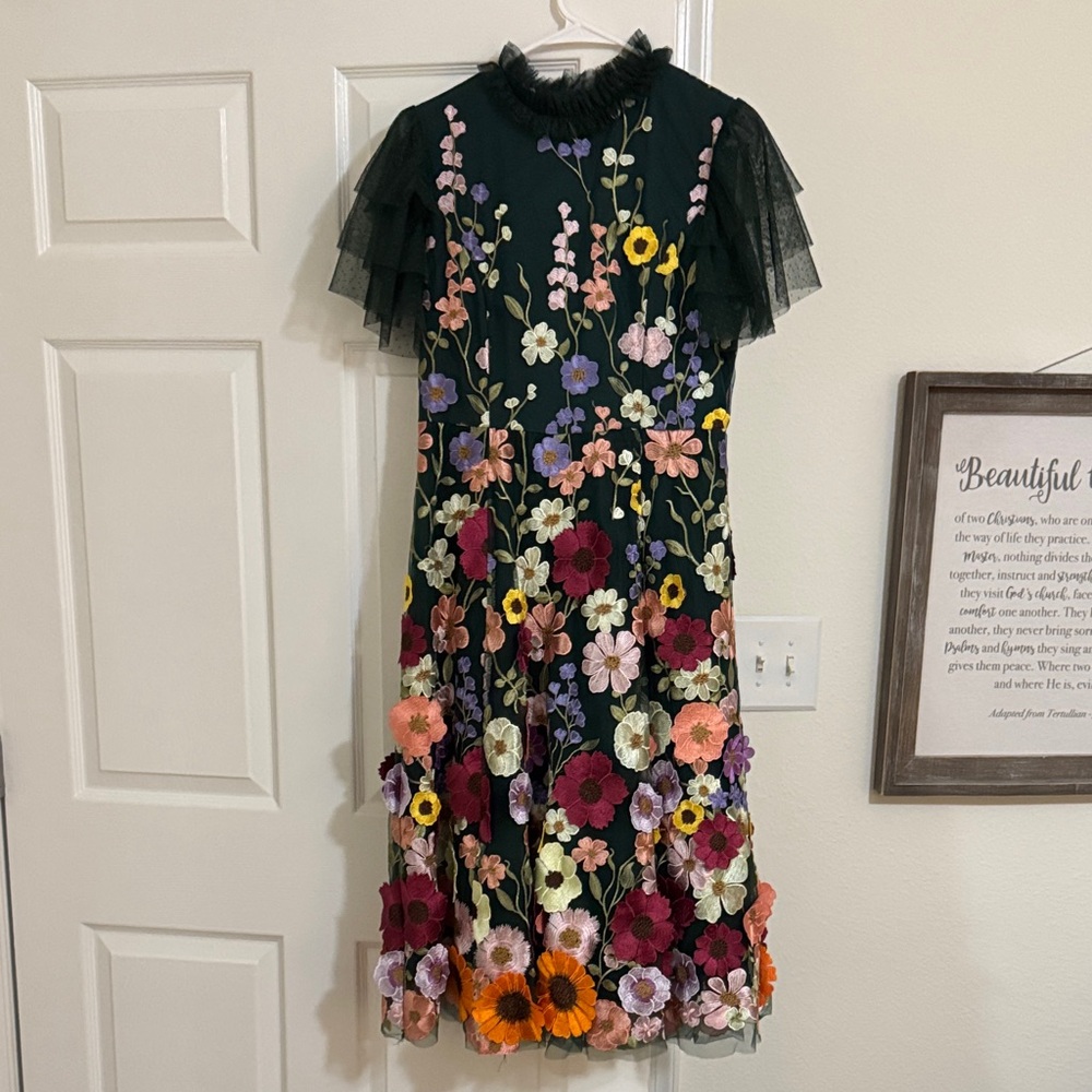 JessaKae Black Floral Embroidered Midi Dress